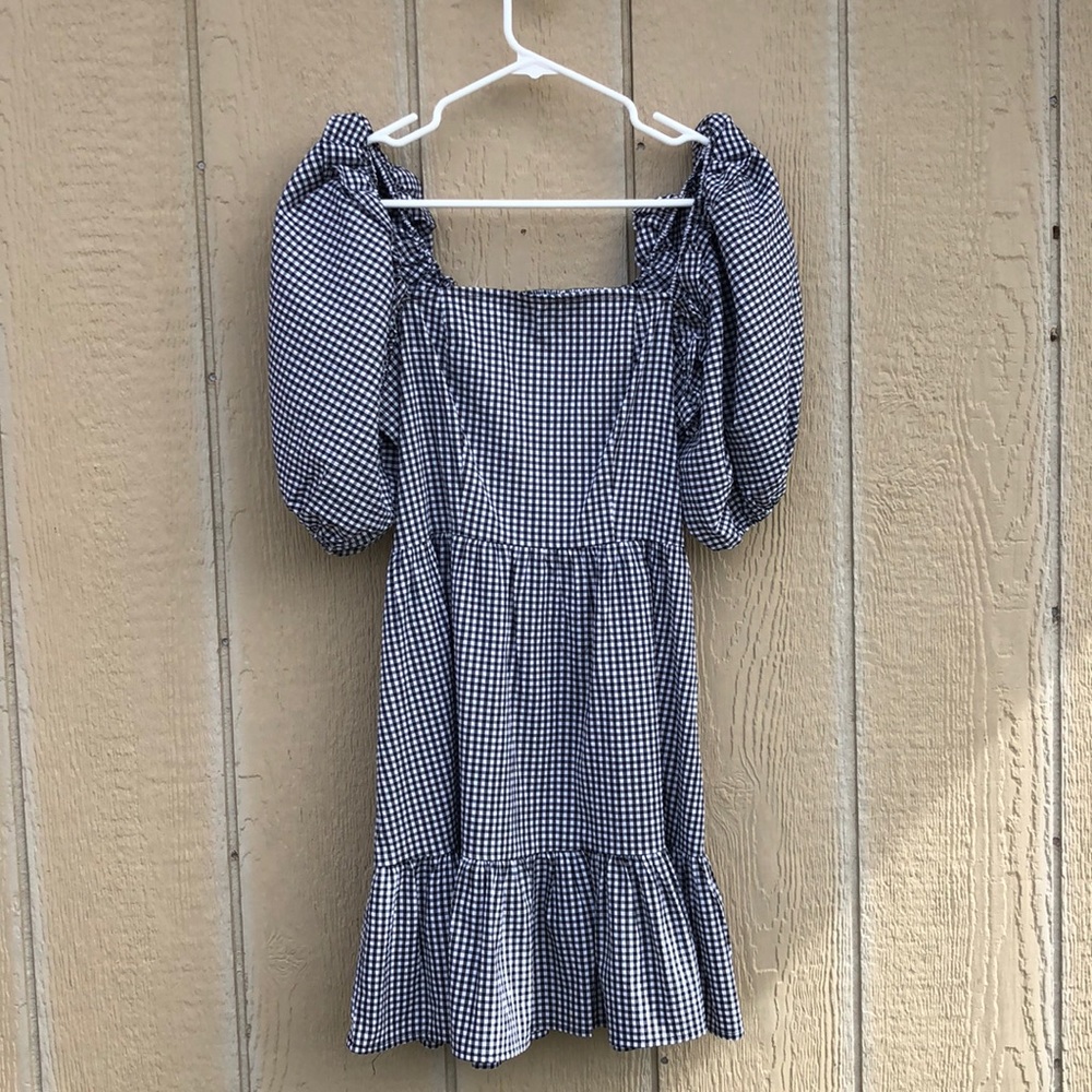 Gingham Puff Sleeve Dress